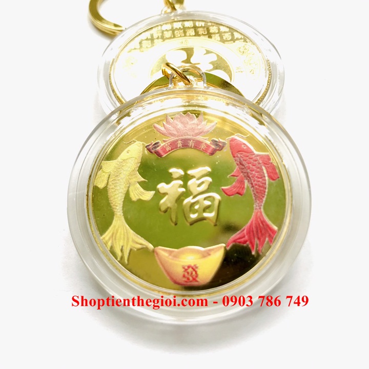 Móc Khóa Xu Song Ngư in màu - SP005278 